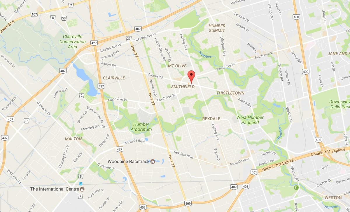 Kaart van Albion weg Toronto