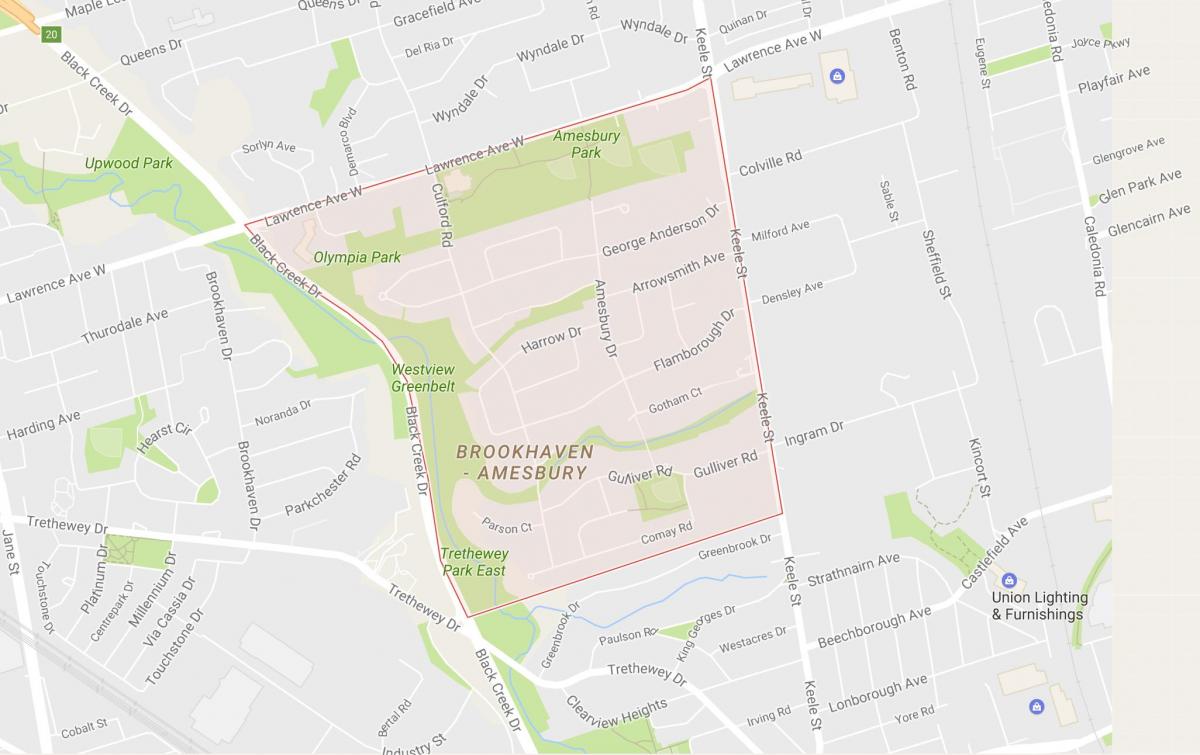 Kaart van Amesbury buurt van Toronto