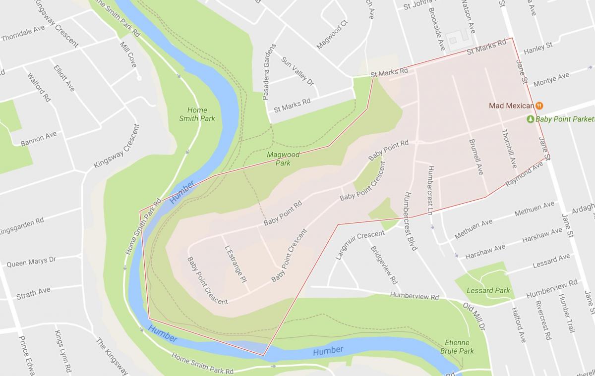 Kaart van Baby Punt buurt van Toronto