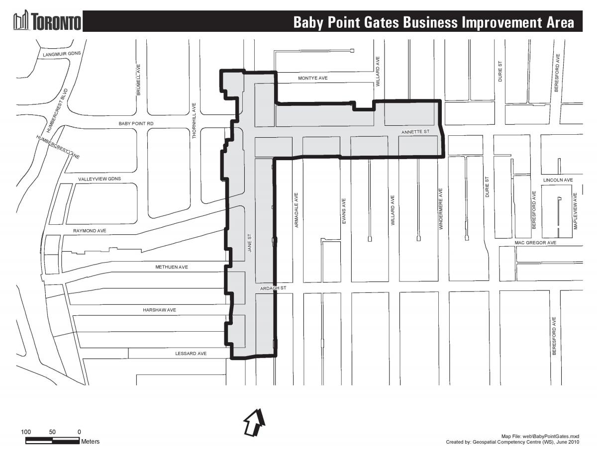 Kaart van Baby punt poorten Toronto