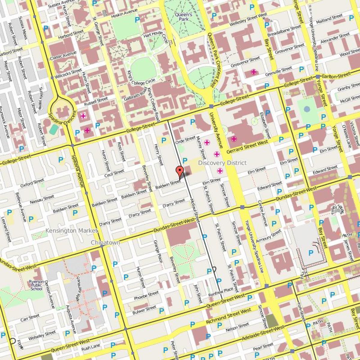 Kaart van Baldwin Dorp Toronto
