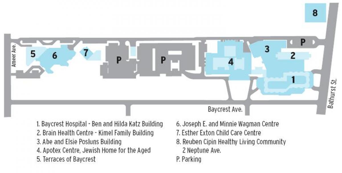 Kaart van Baycrest Health Sciences