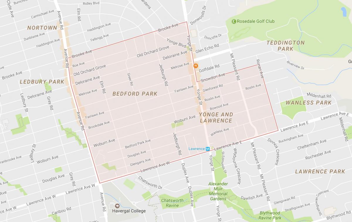 Kaart van Bedford Park in Toronto