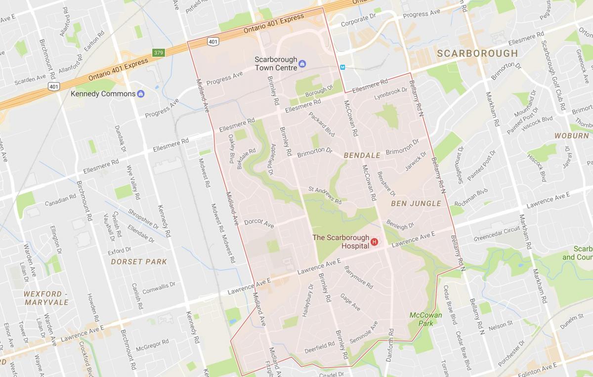 Kaart van Bendale buurt van Toronto