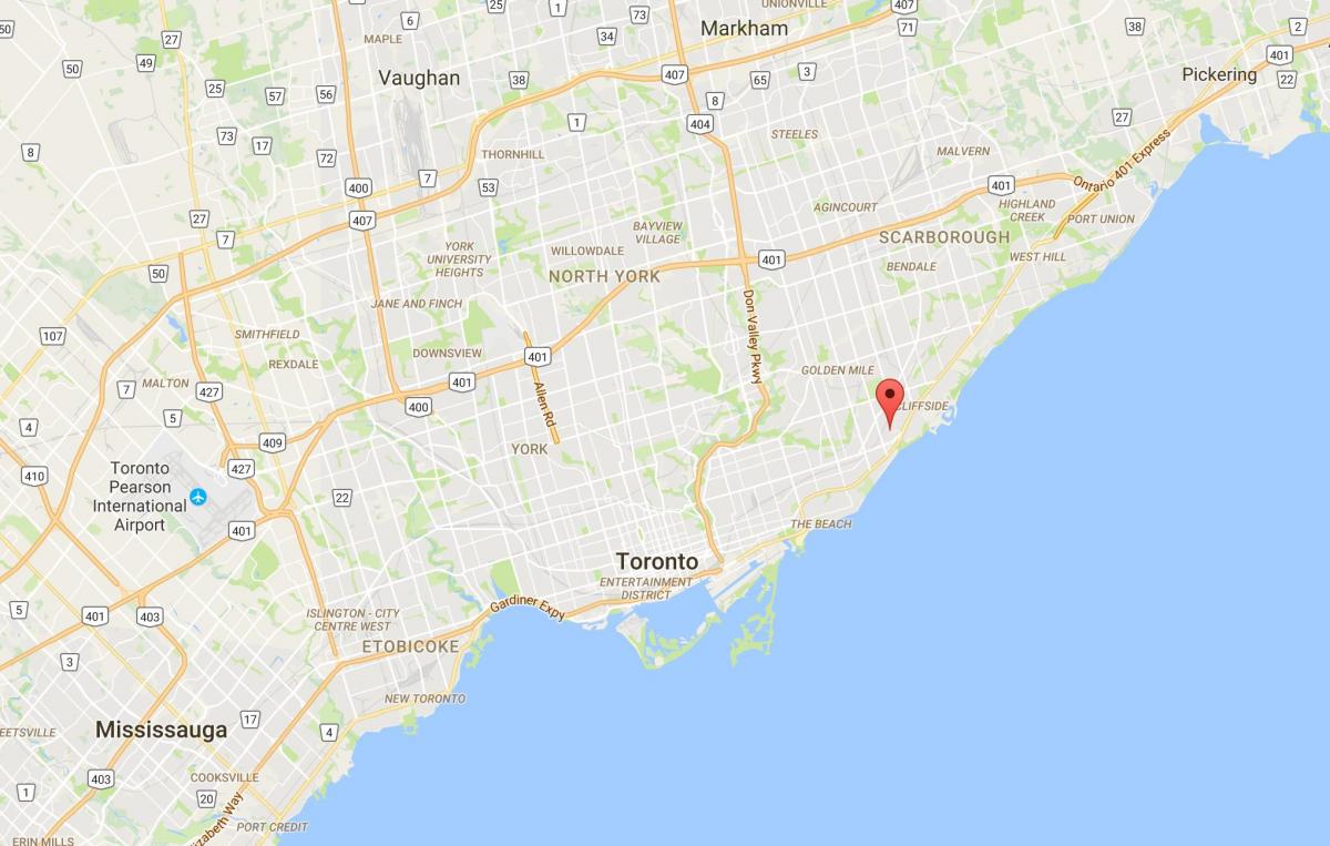 Kaart van Berken Cliff Hoogten district van Toronto