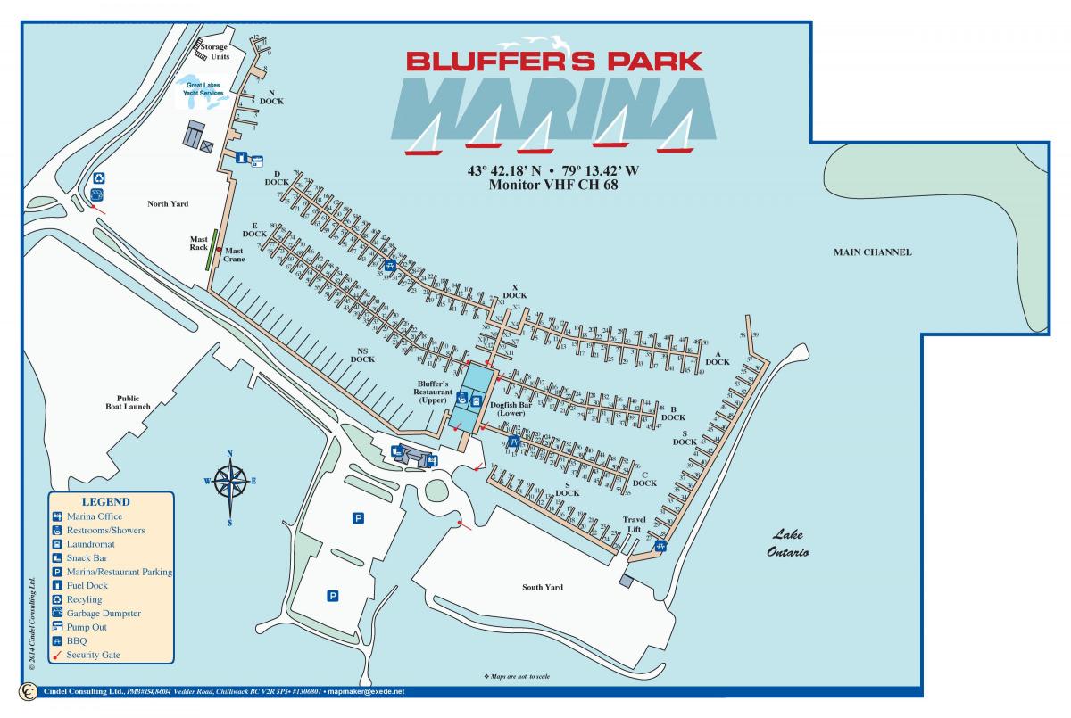 Kaart van Bluffer ' s Park Marina