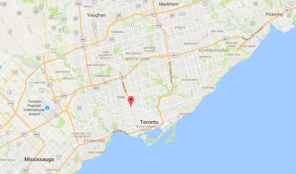 Kaart van Bracondale Hill district van Toronto