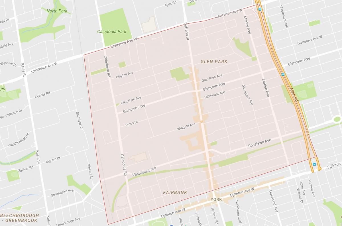 Kaart van Briar Hill–Belgravia buurt van Toronto