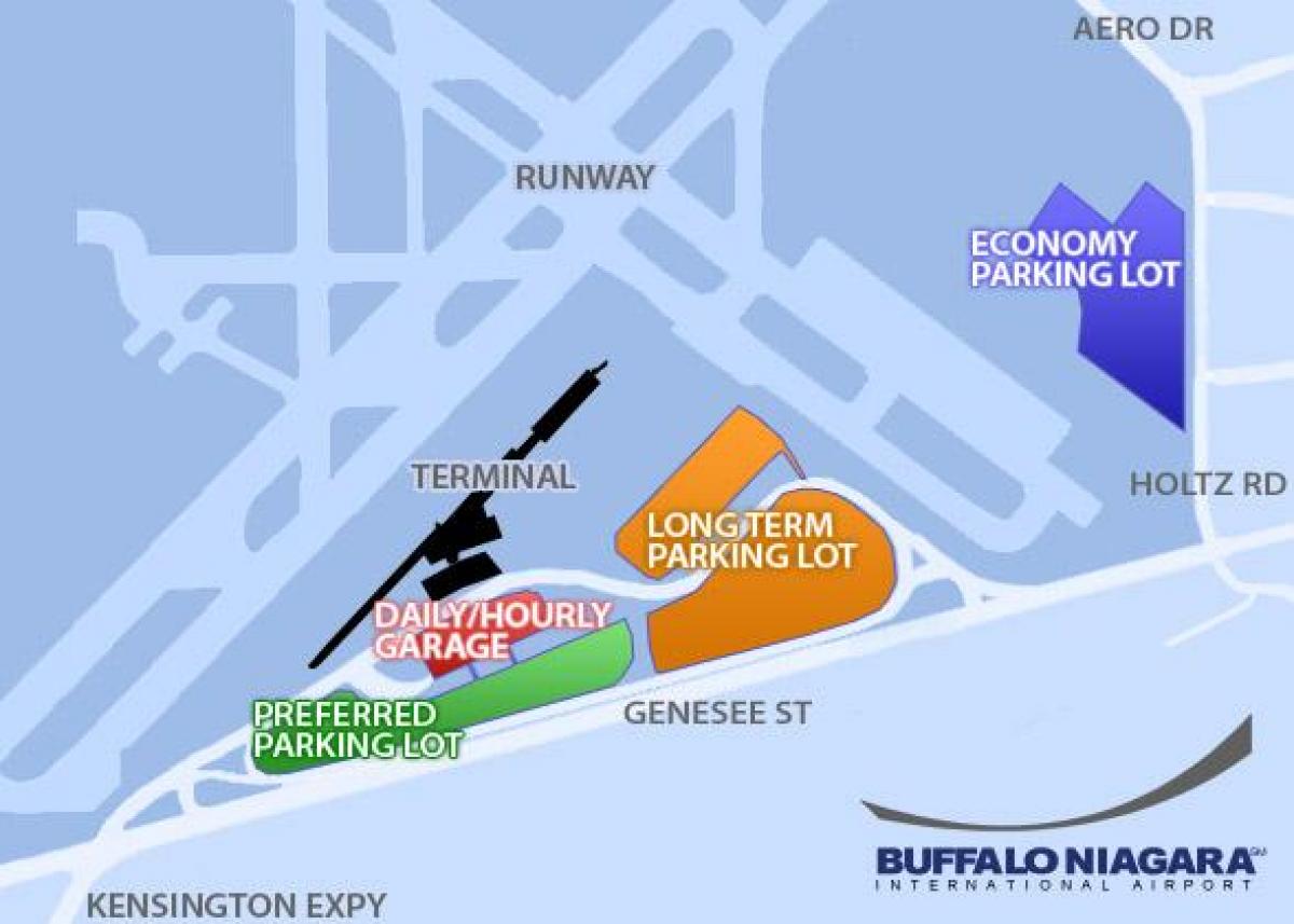 Kaart van Buffalo Niagara international airport parking