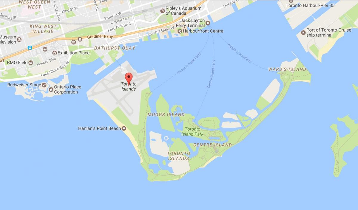 Kaart van wijk Toronto Islands buurt van Toronto