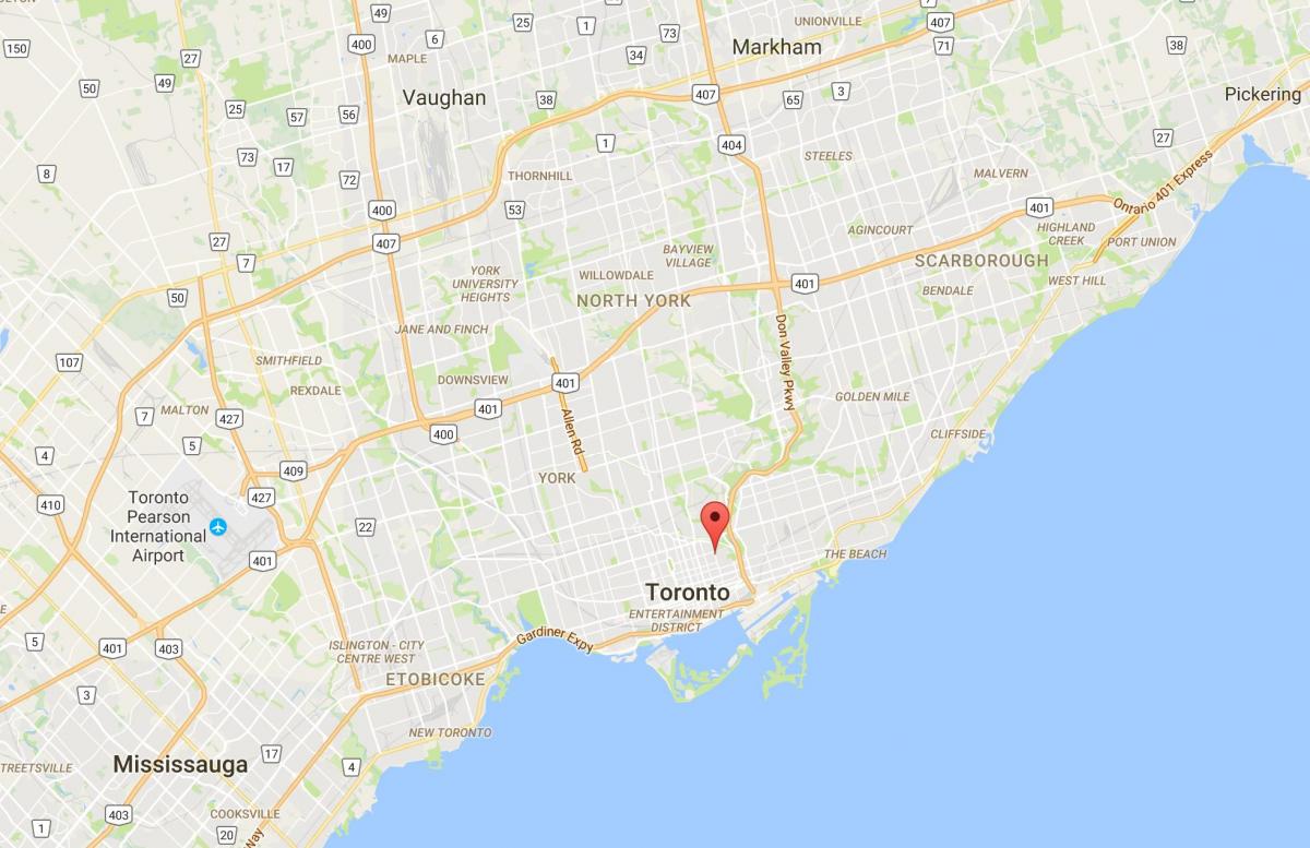 Kaart van Cabbagetown district van Toronto