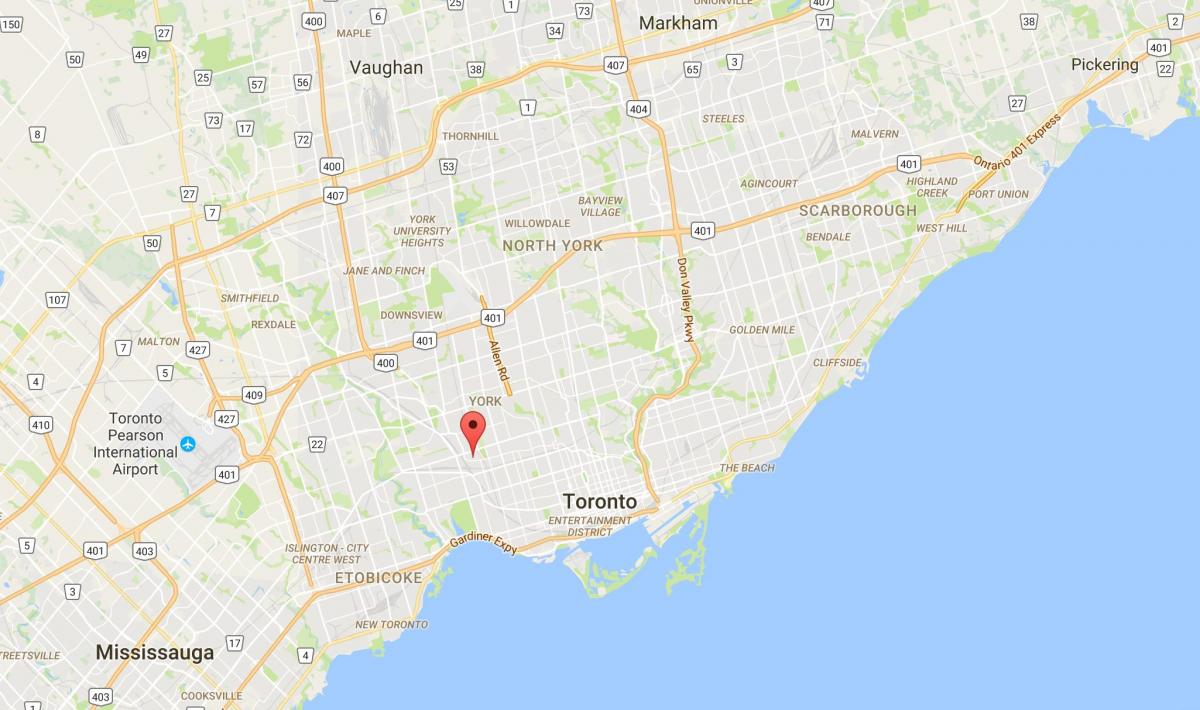 Kaart van de Carleton Dorp district van Toronto