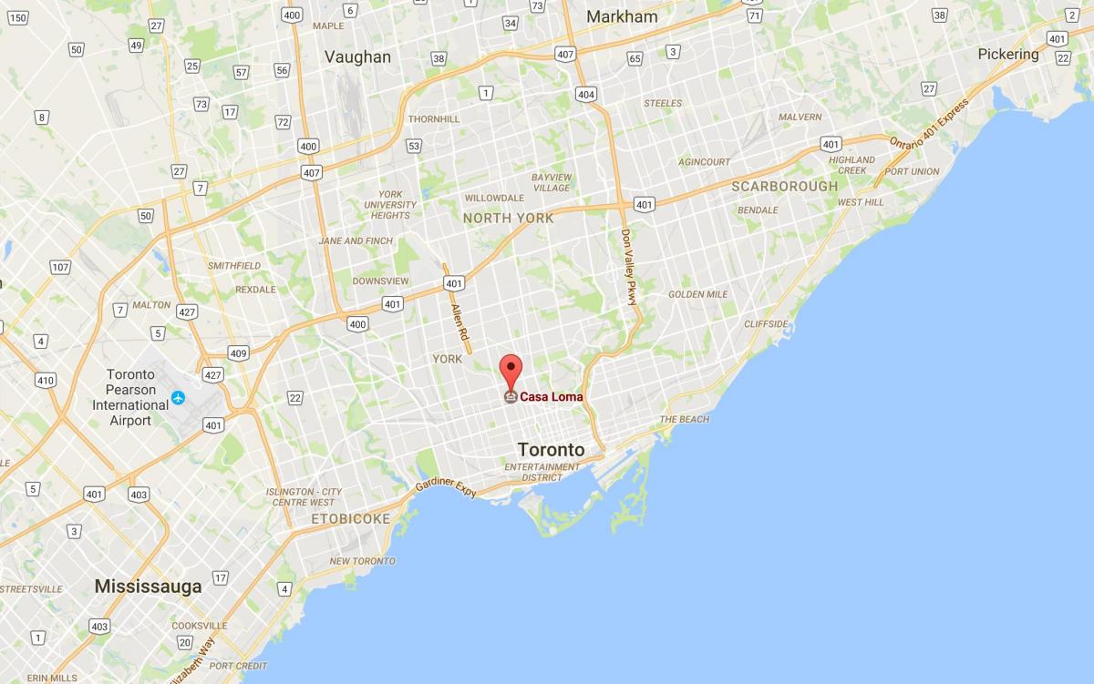 Kaart van Casa Loma district van Toronto