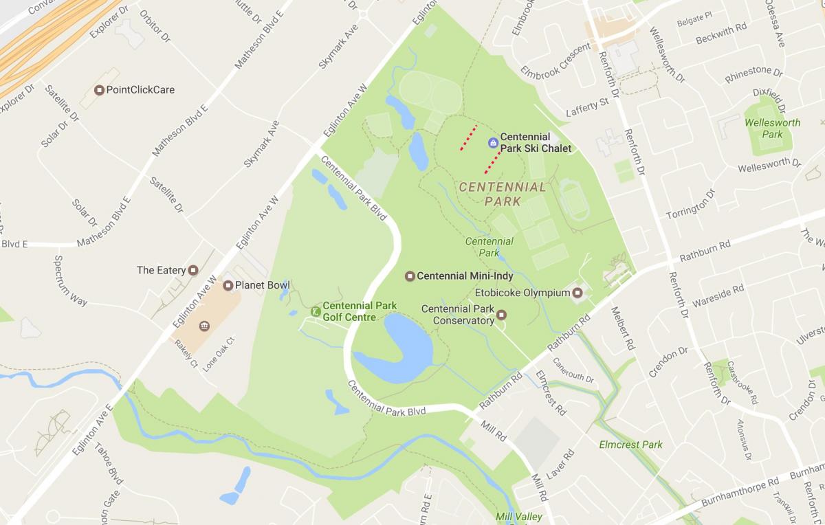 Kaart van Centennial Park in Toronto