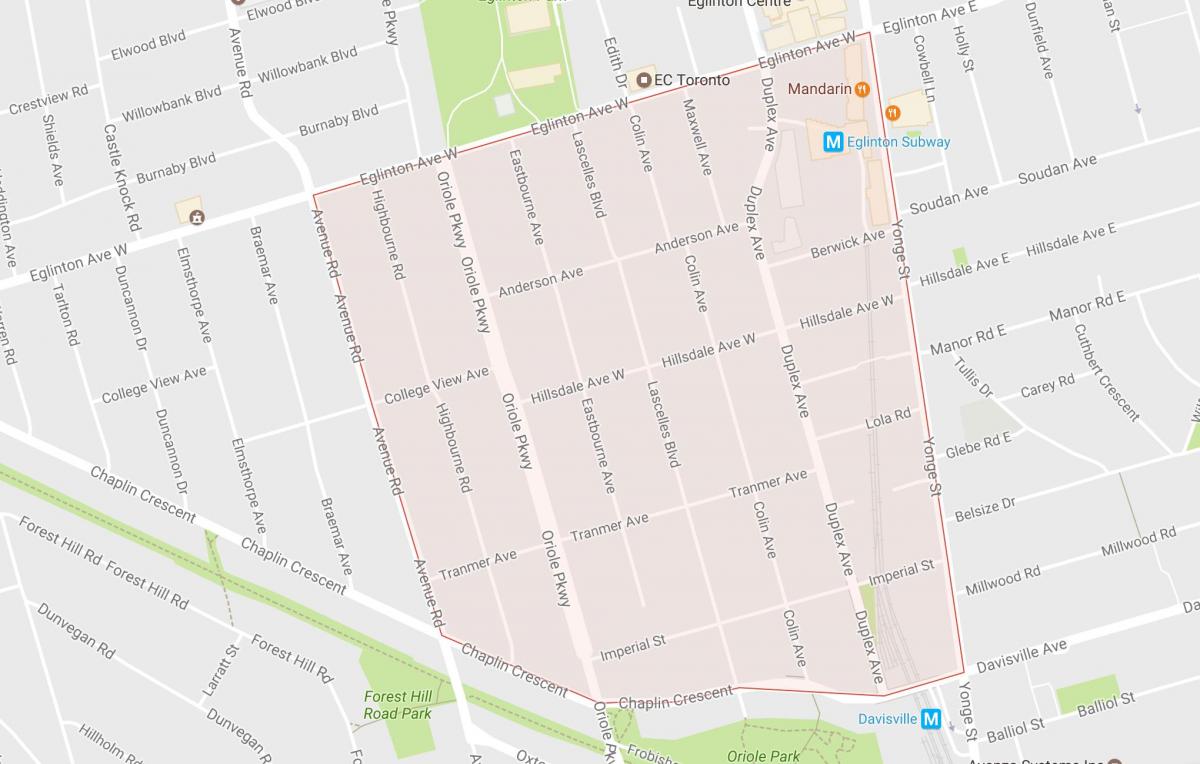 Kaart van Chaplin Landgoederen buurt van Toronto