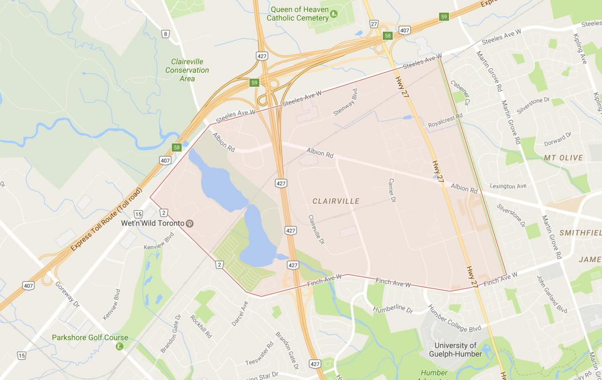 Kaart van Clairville buurt van Toronto