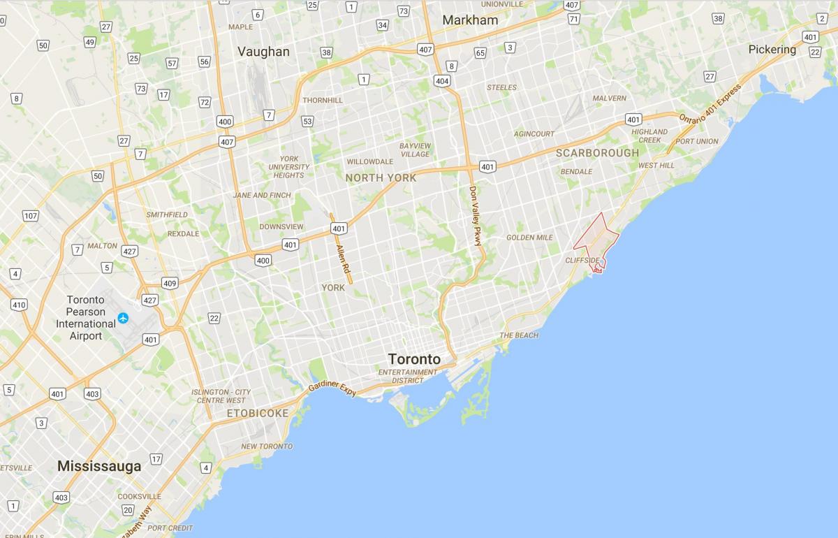 Kaart van Cliffcrest district van Toronto