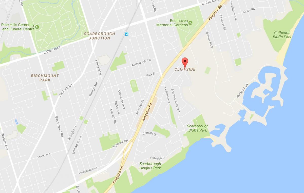 Kaart van Cliffside buurt van Toronto