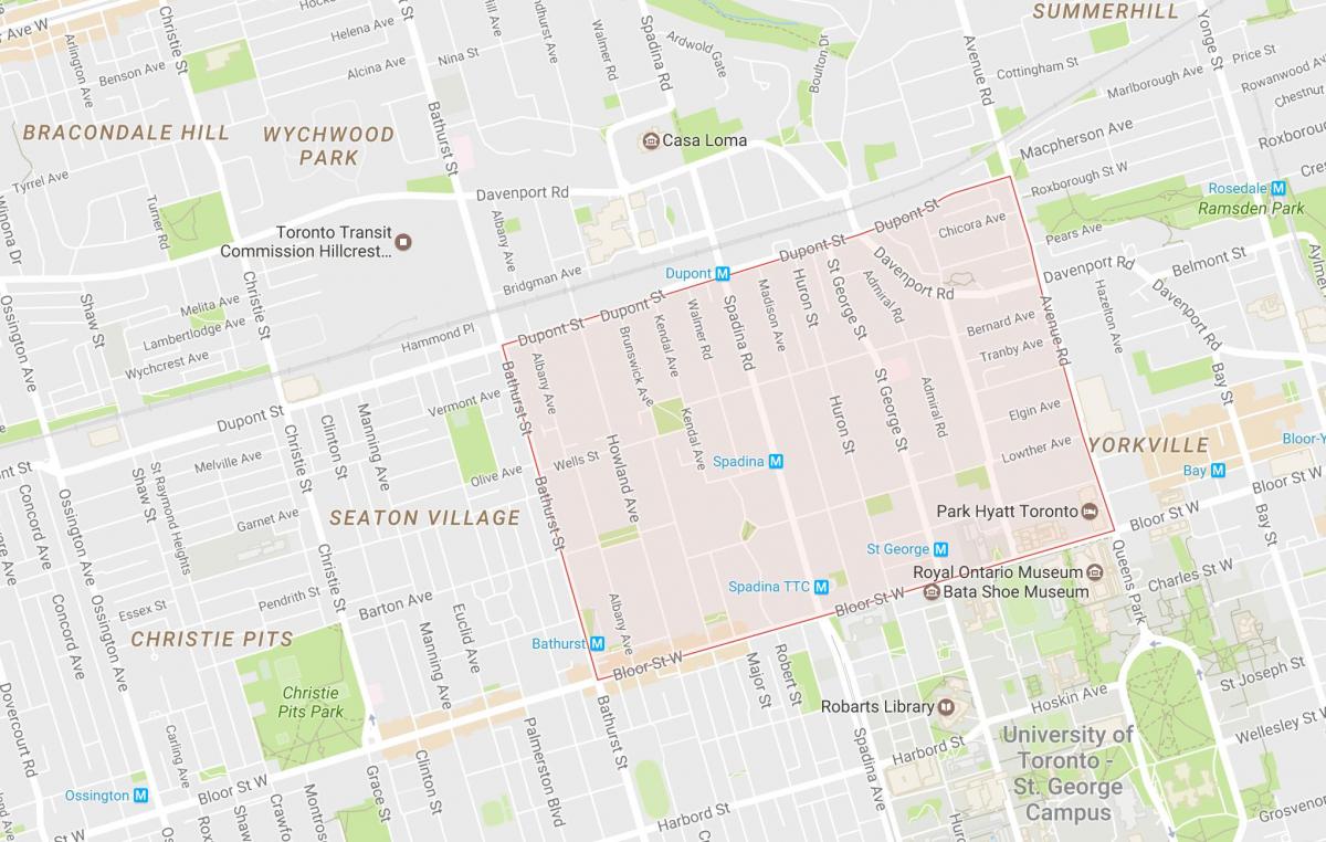 Kaart van De Bijlage buurt van Toronto