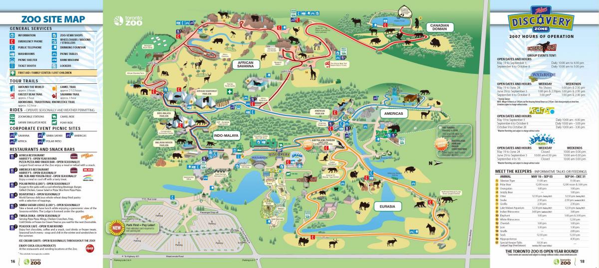 Kaart van de dierentuin van Toronto
