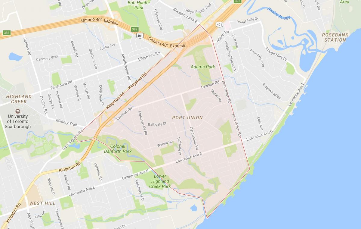 Kaart van de Haven Unie buurt van Toronto