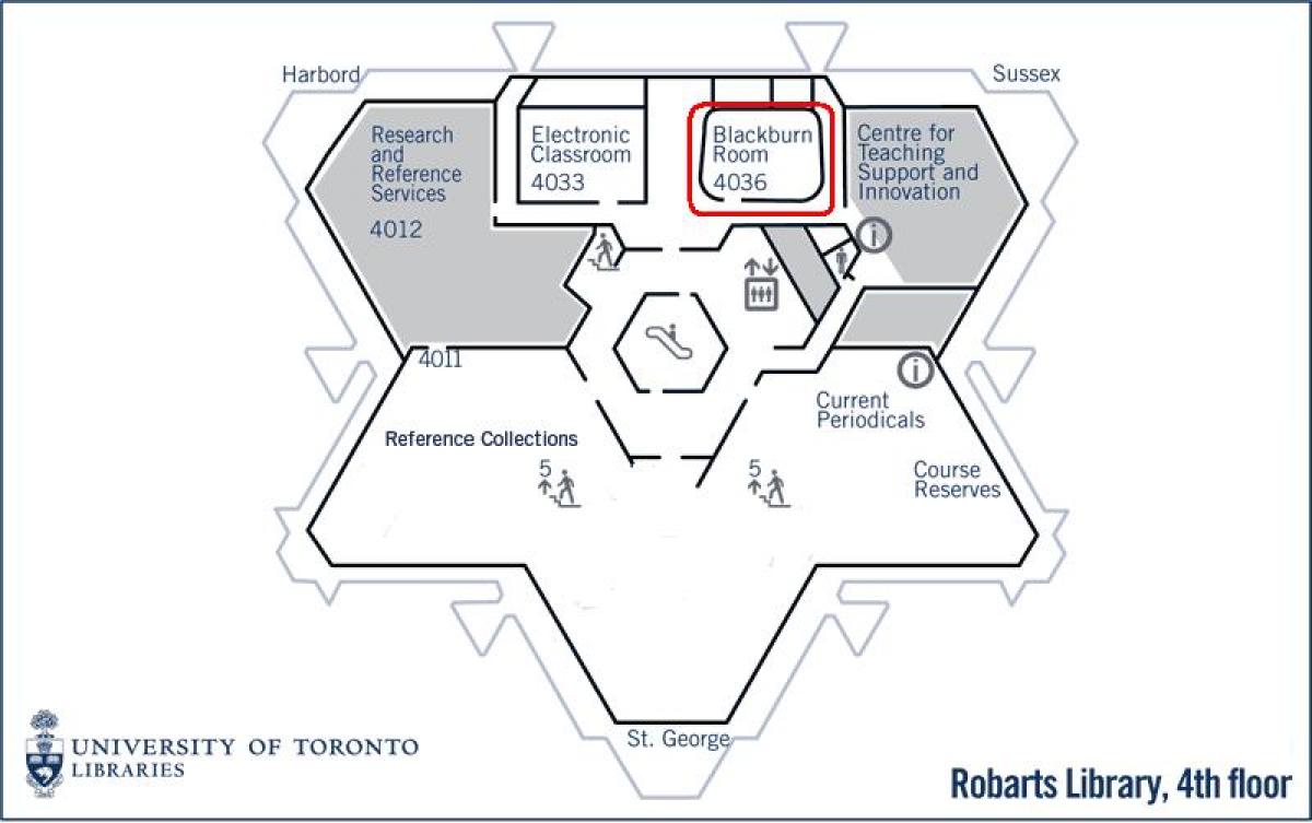 Kaart van de universiteit van Toronto Robarts library blackburn kamer