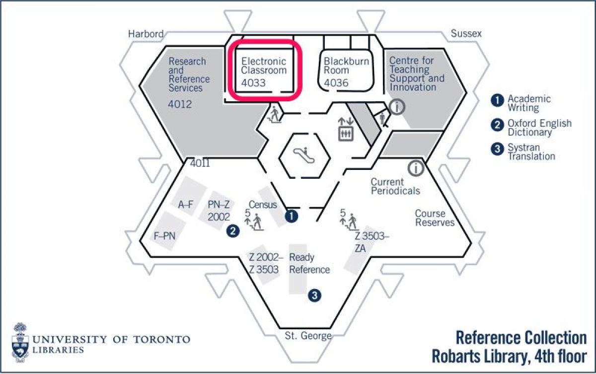 Kaart van de universiteit van Toronto Robarts library elektronische leeromgeving