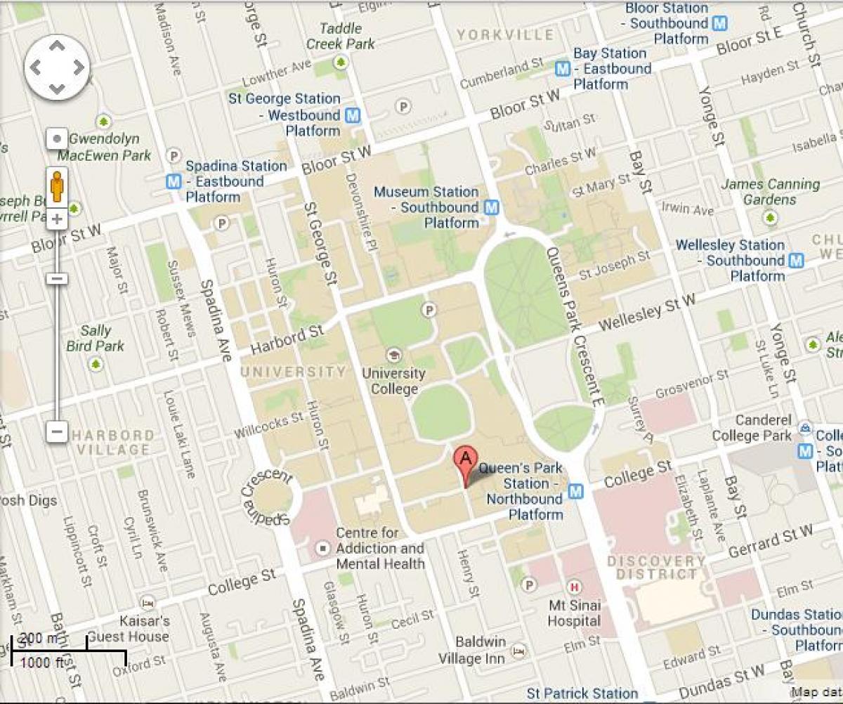 Kaart van de universiteit van Toronto St George