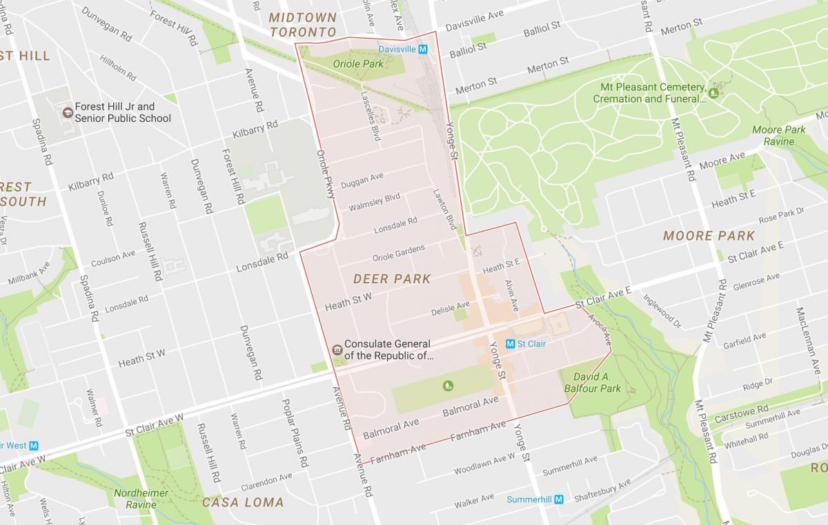 Kaart van Deer Park in Toronto