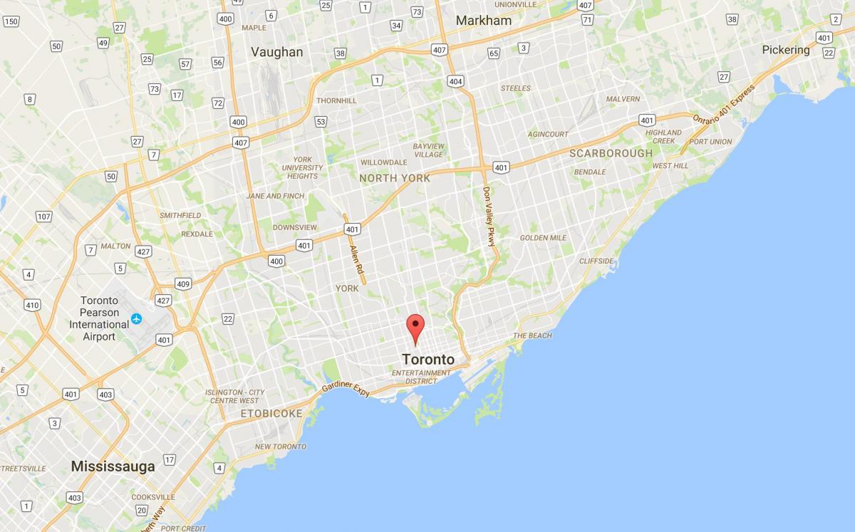 Kaart van Discovery District district van Toronto