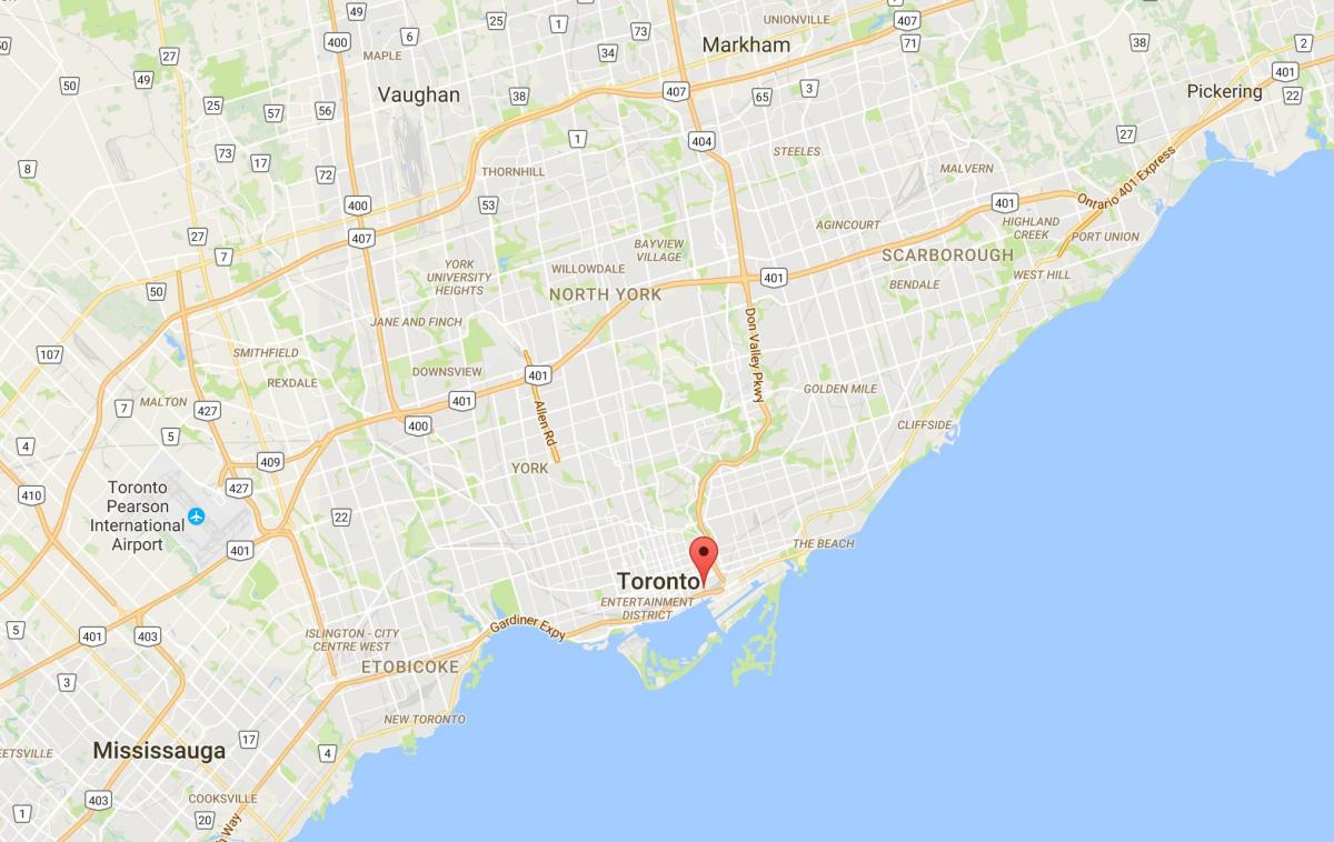 Kaart van de Distillery District district van Toronto