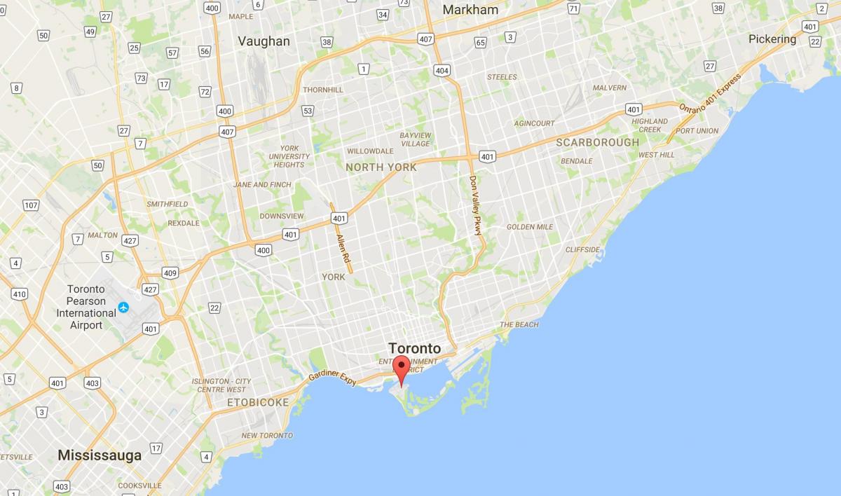 Kaart van district de Eilanden van Toronto district van Toronto