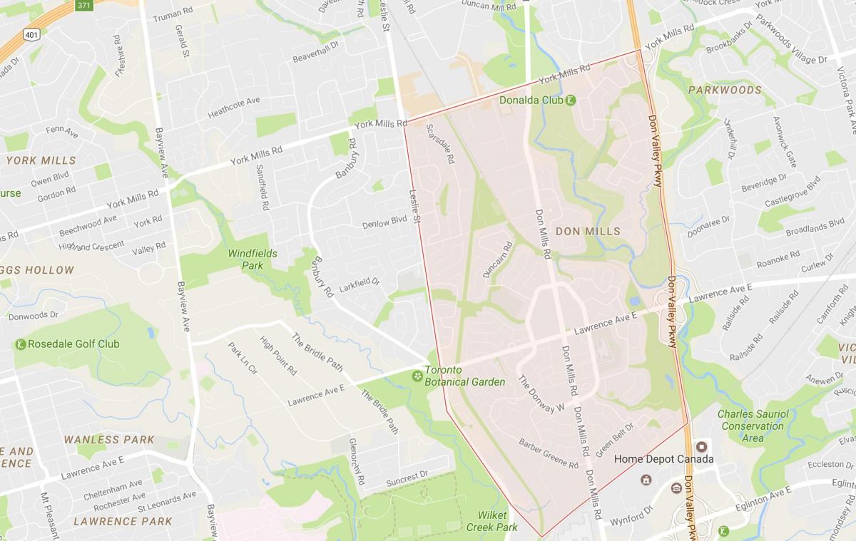 Kaart van Don Mills buurt van Toronto