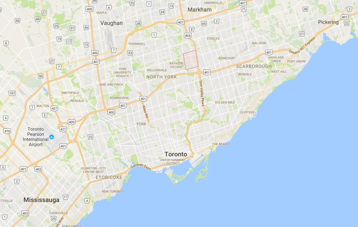 Kaart van Don Valley Village district van Toronto