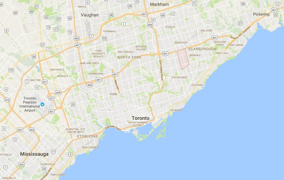 Kaart van Dorset Park district van Toronto