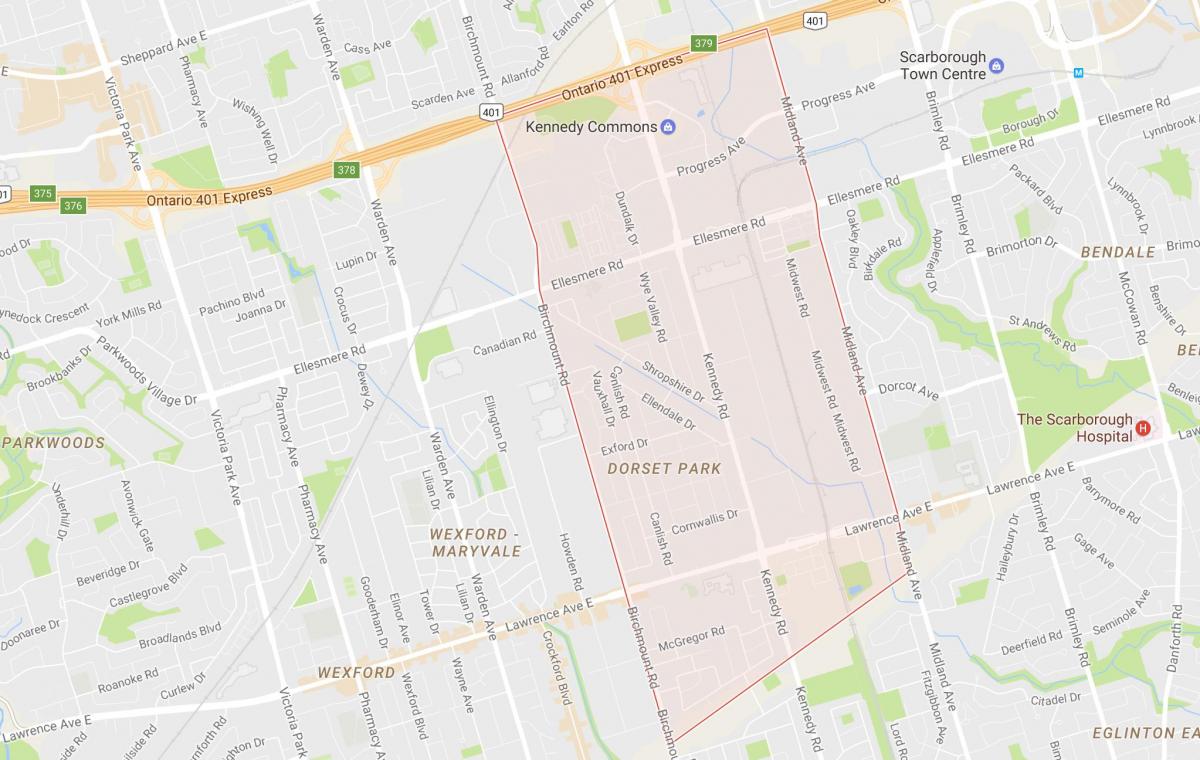 Kaart van Dorset Park in Toronto