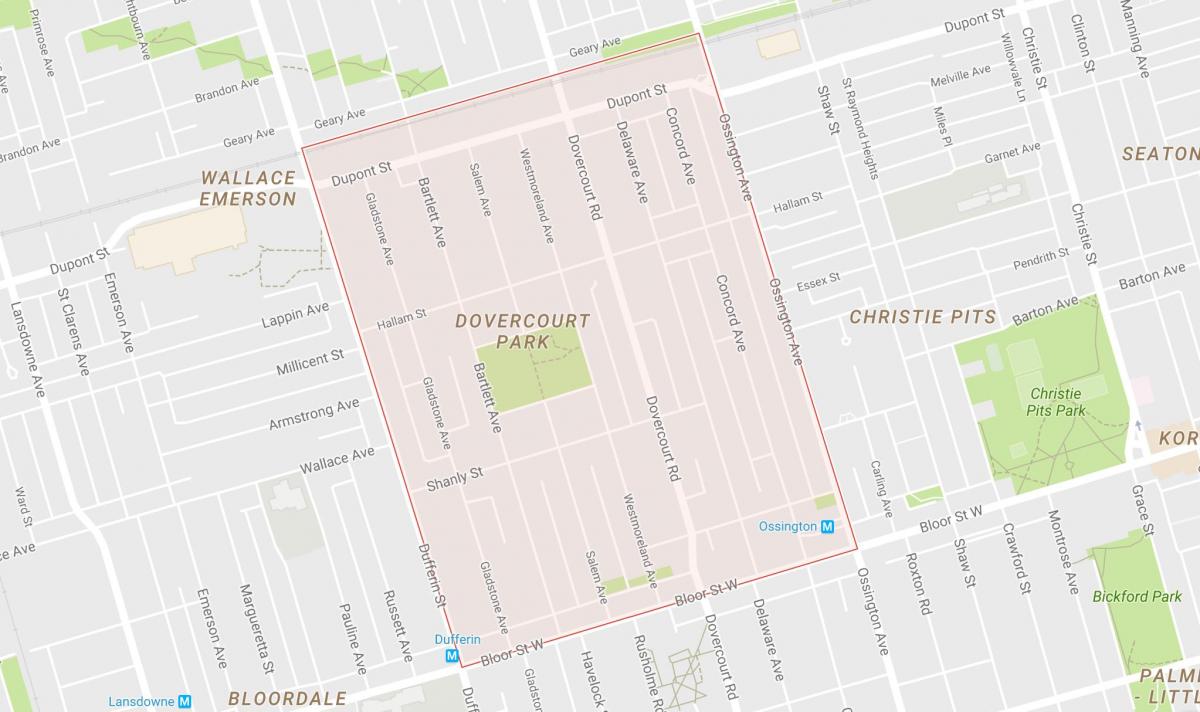 Kaart van Dovercourt Park in Toronto
