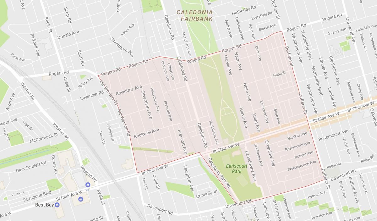 Kaart van Earlscourt buurt van Toronto