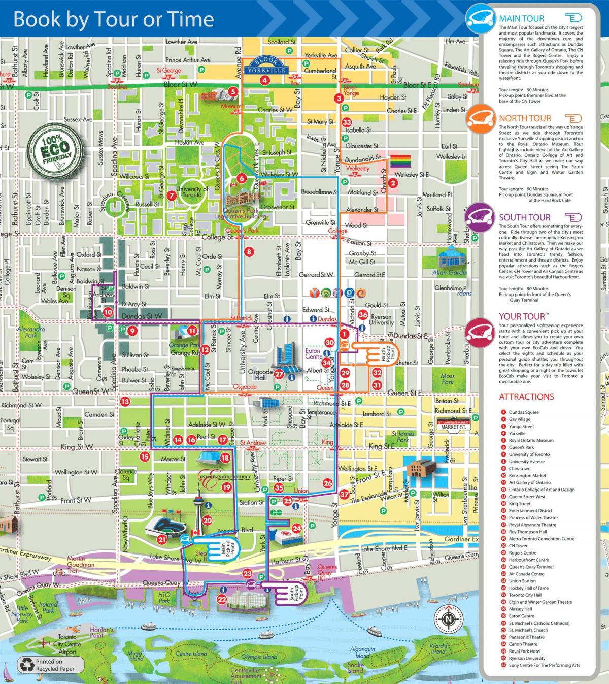 Kaart van Eco taxi tours Toronto