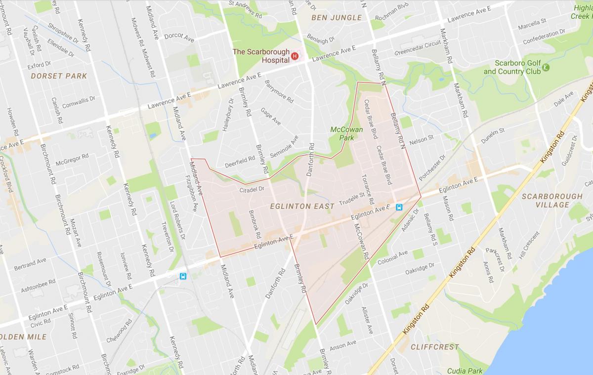 Kaart van Eglinton Oosten buurt van Toronto