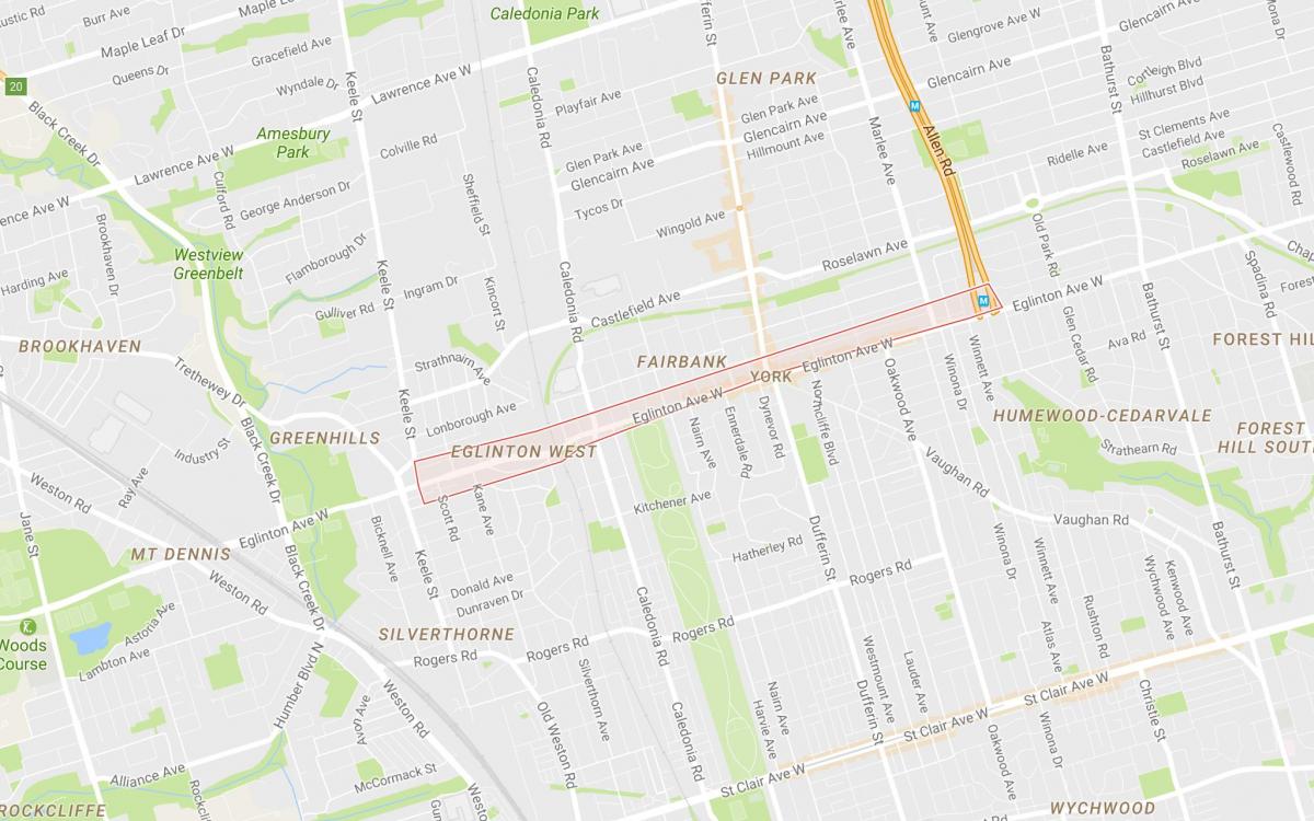 Kaart van Eglinton West buurt van Toronto