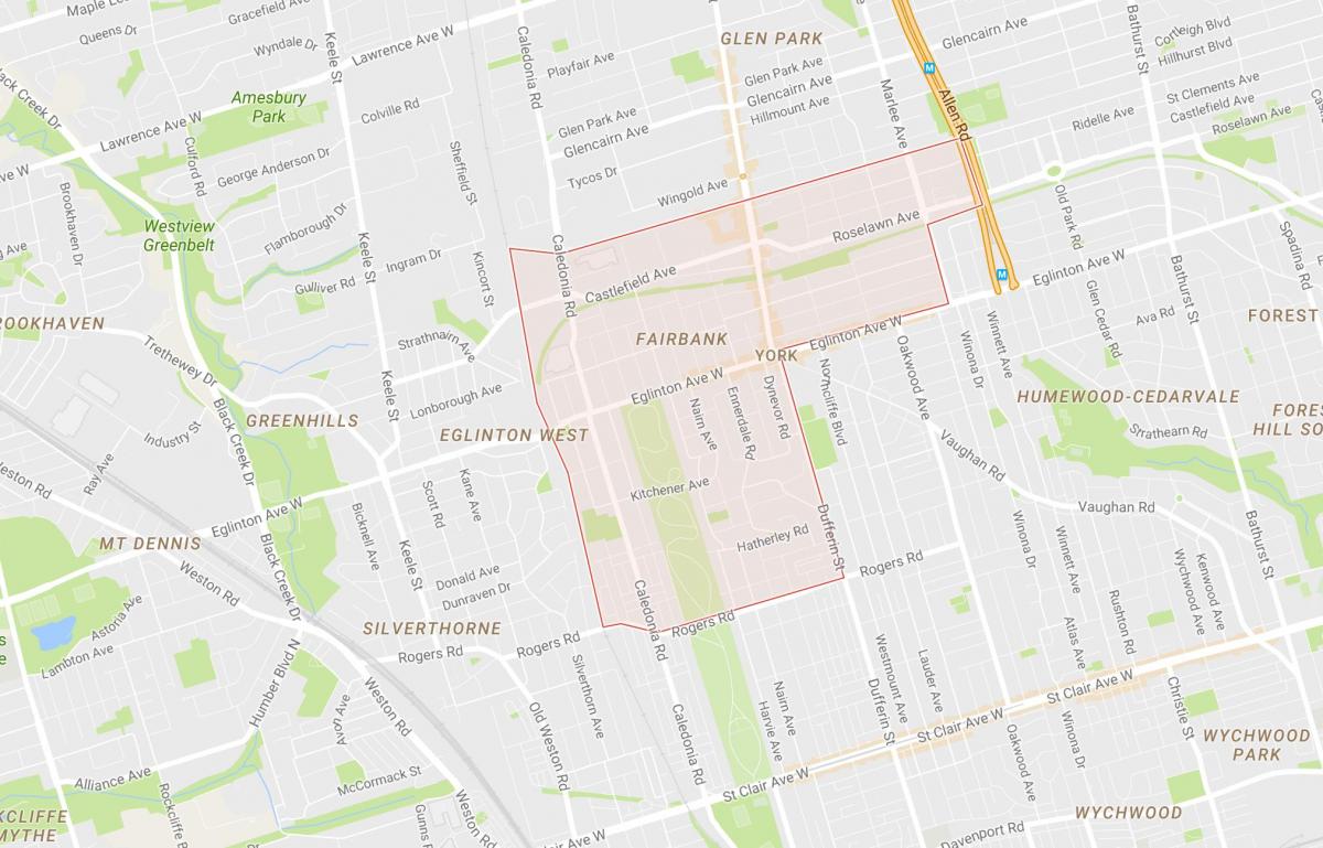 Kaart van Fairbank buurt van Toronto