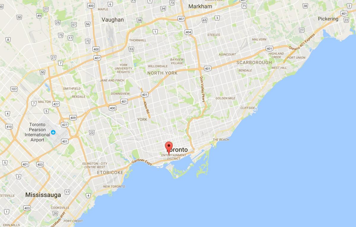 Kaart van Fashion District district van Toronto