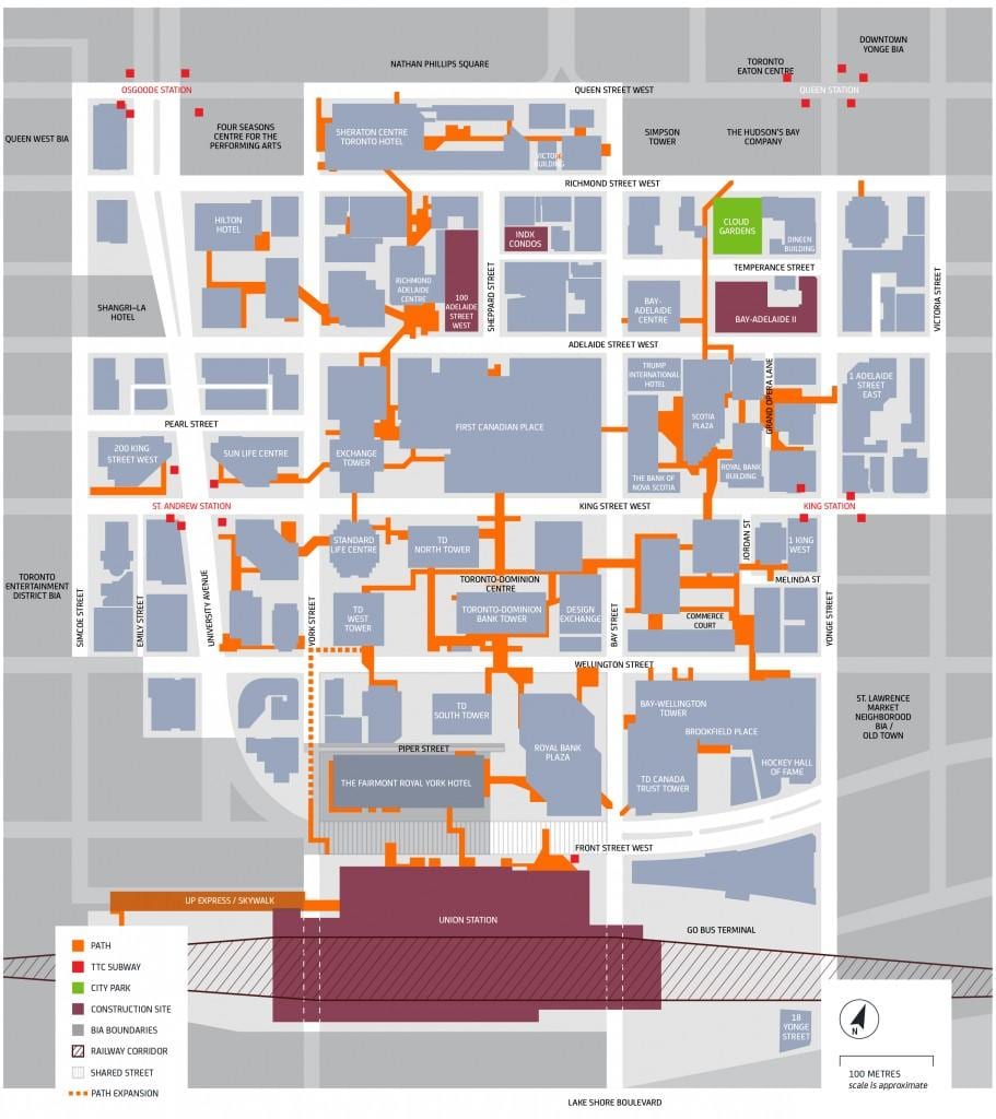 Kaart van het financiële district van Toronto