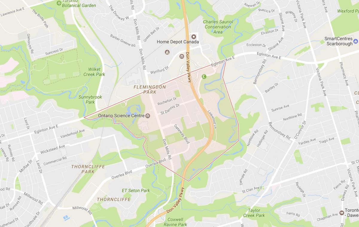 Kaart van Flemingdon Park in Toronto