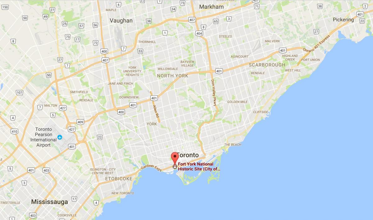 Kaart van Fort York district van Toronto