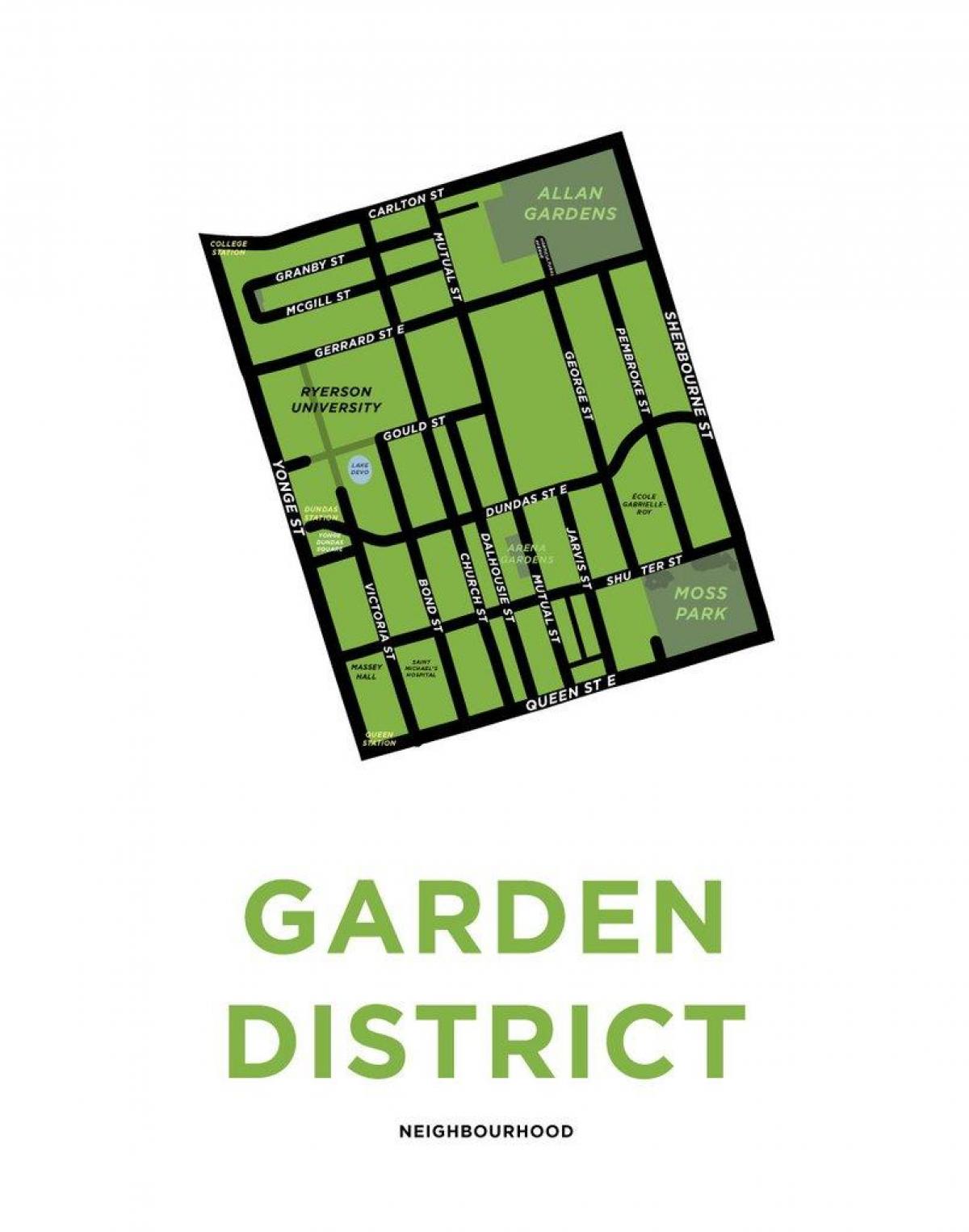 Kaart van Garden District van Toronto overzicht