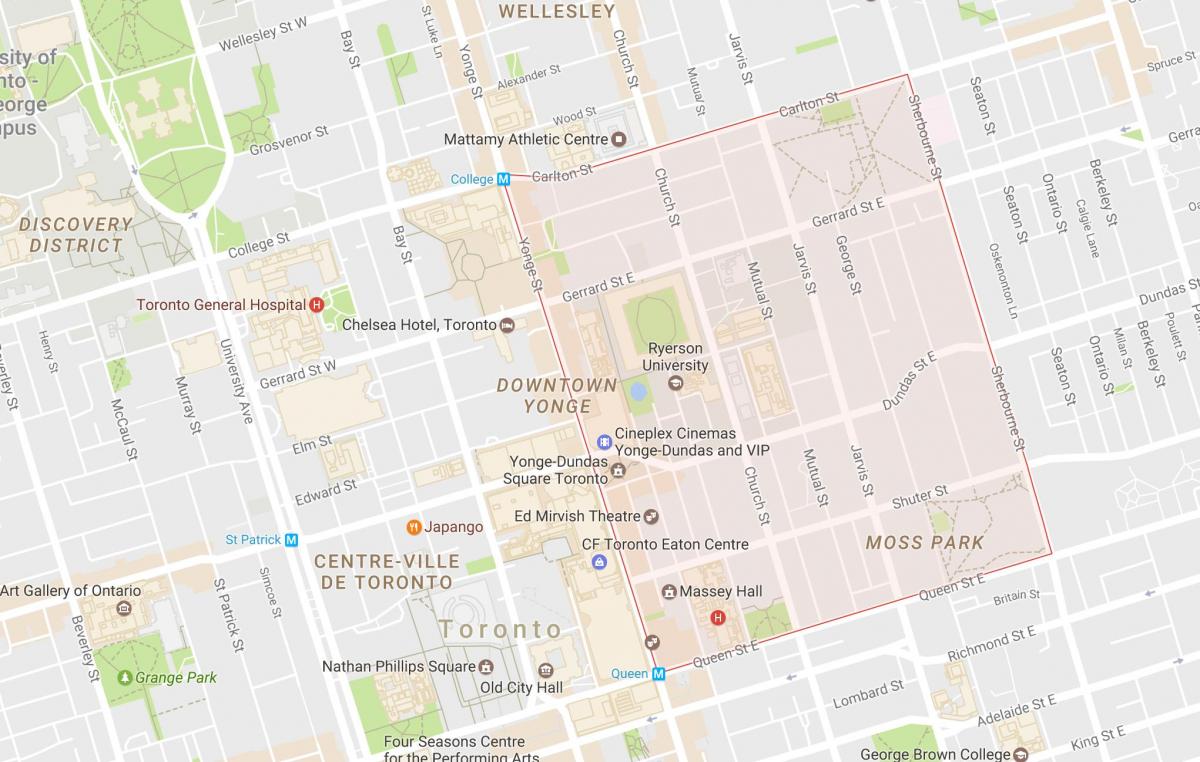 Kaart van Garden District van Toronto City