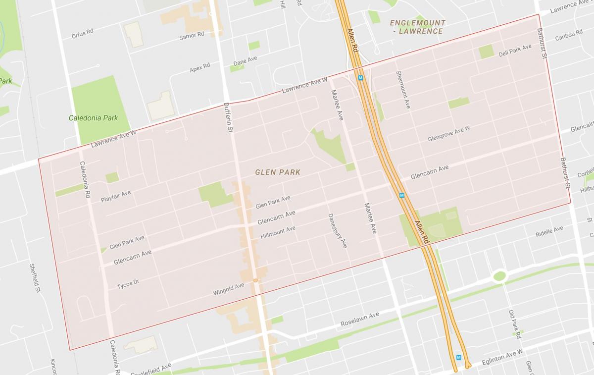 Kaart van Glen Park in Toronto