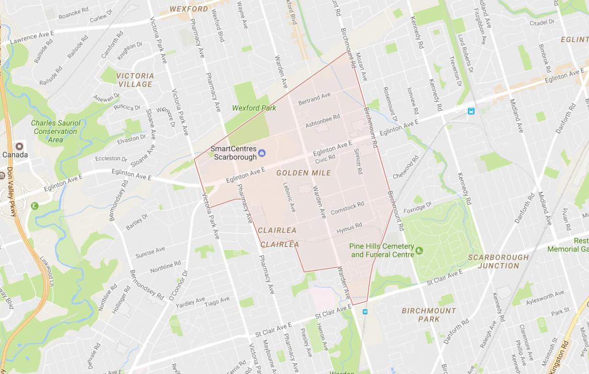 Kaart van Golden Mile in de buurt van Toronto